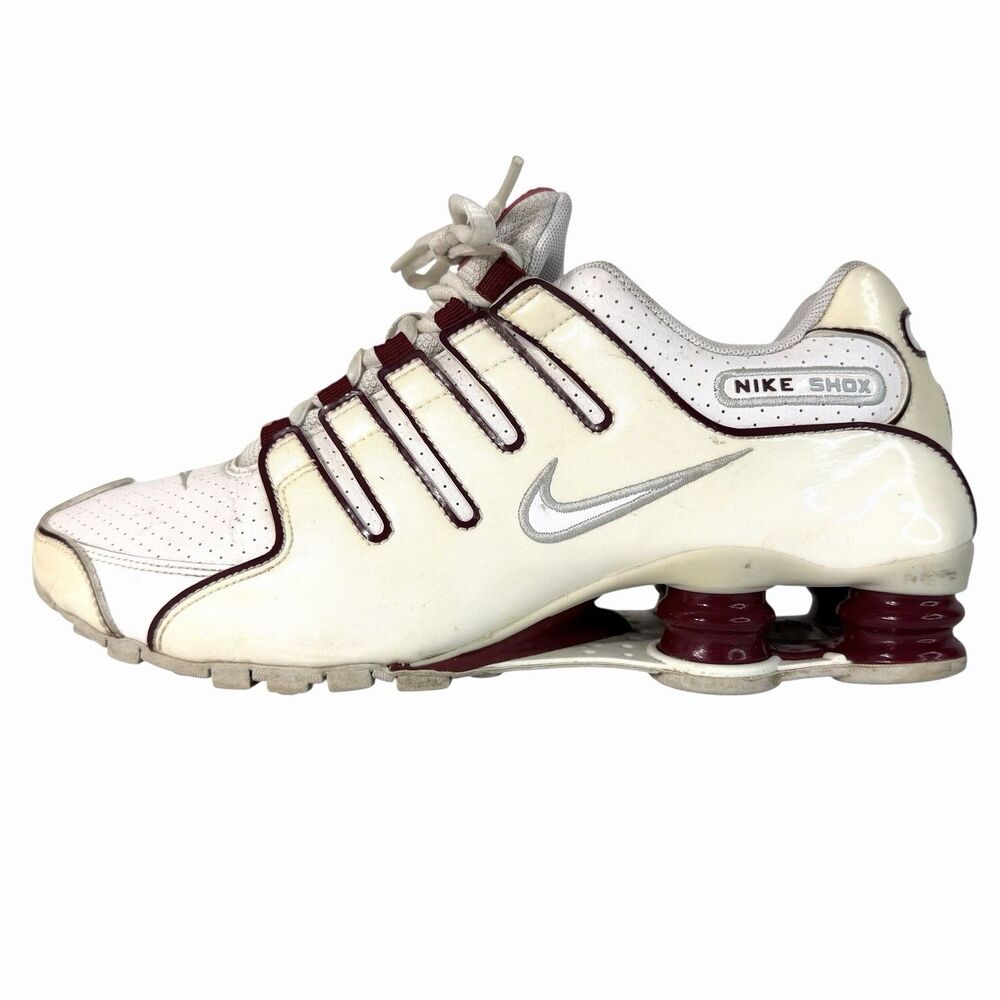 Nike Shox NZ Mens Leather White Red Sneakers 2013 Shoes Size 8 - 378341-145
